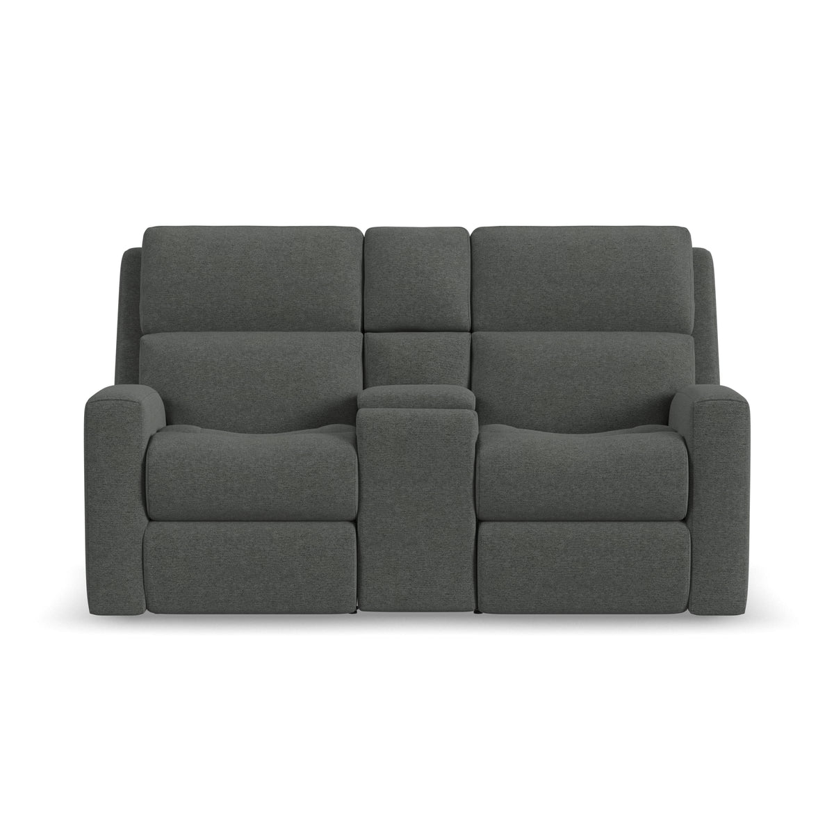 Flexsteel Score Power Reclining Loveseat with Console, Power Headrests & Lumbar