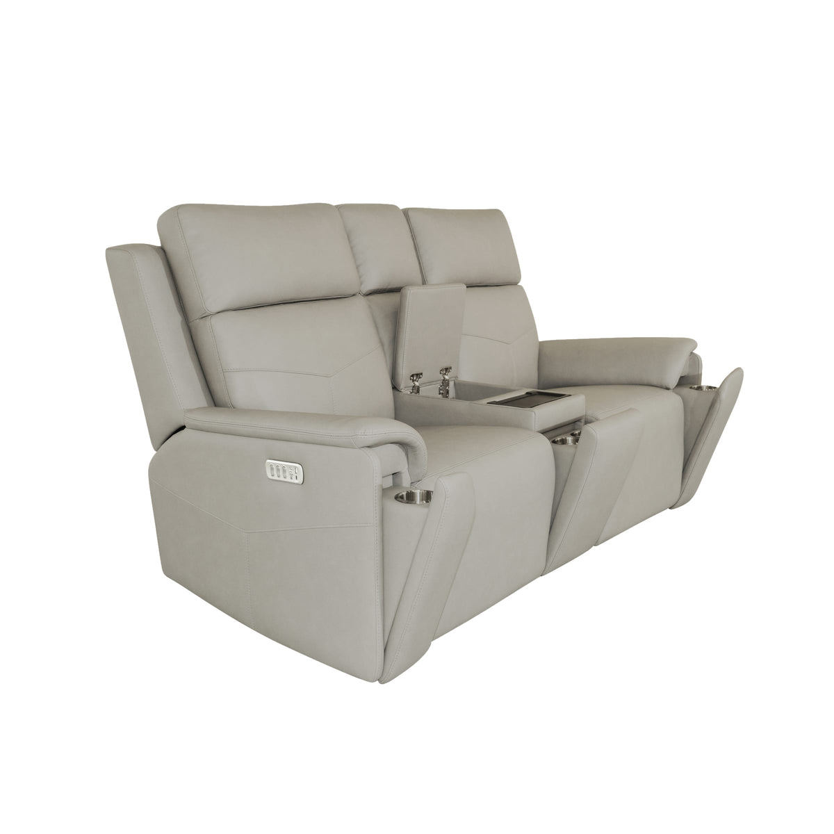 Flexsteel Vernon Power Reclining Loveseat with Console, Power Headrests, Lumbar, Heat & Massage