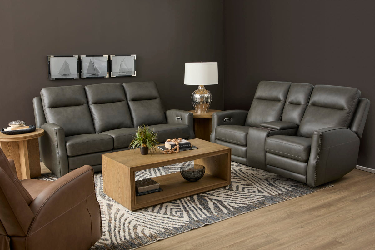 Flexsteel Maxwell Power Reclining Loveseat with Console, Power Headrests and Lumbar