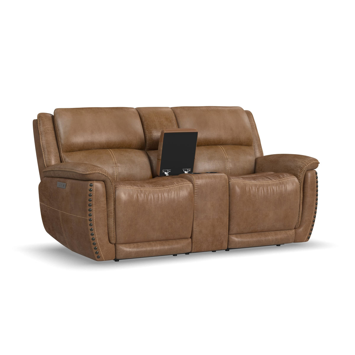 Flexsteel Beau Power Reclining Loveseat with Console & Power Headrests
