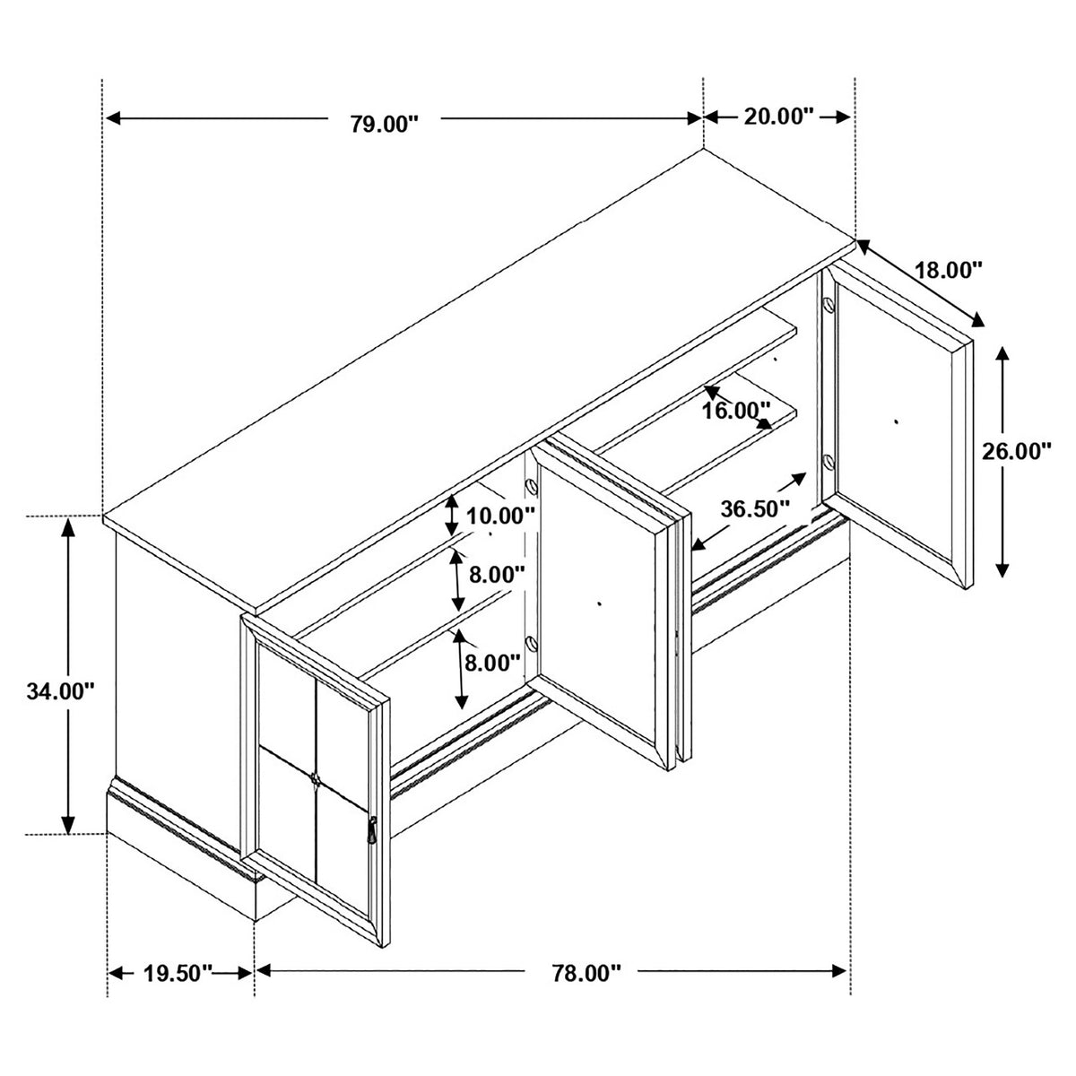 Brockway 4-door Dining Sideboard Buffet Cabinet