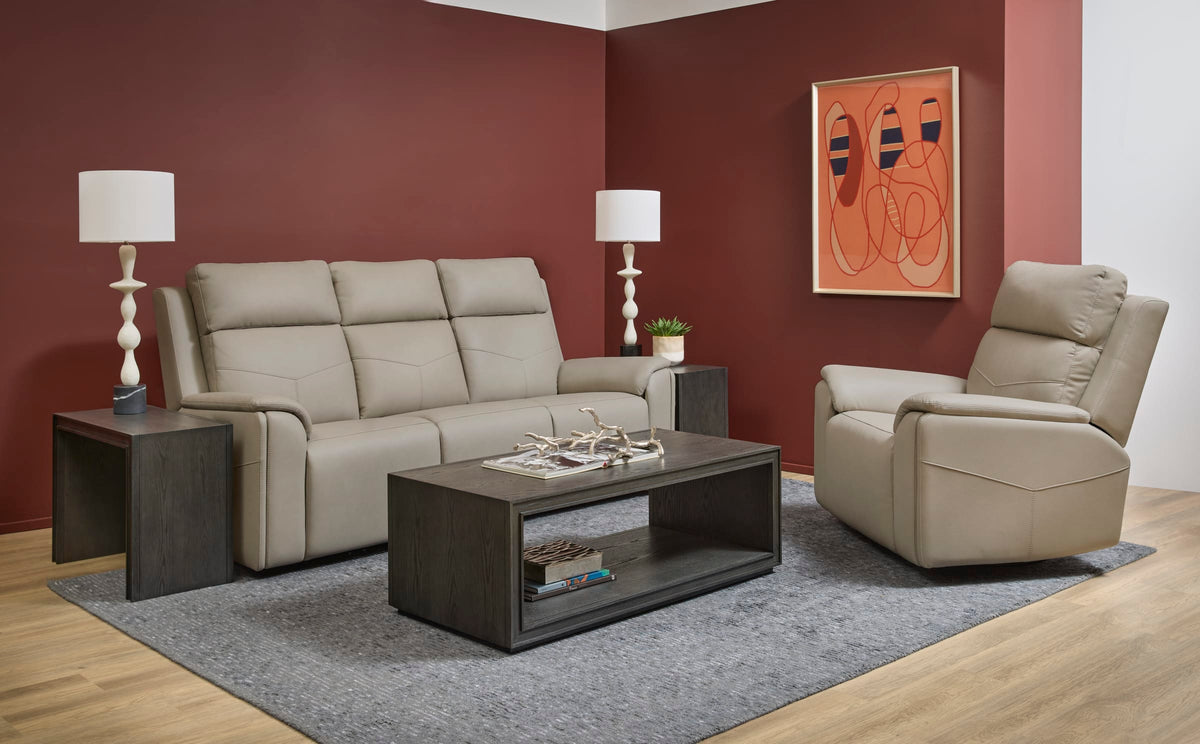 Flexsteel Vernon Power Reclining Sofa with Console, Power Headrest, Lumbar, Heat & Massage