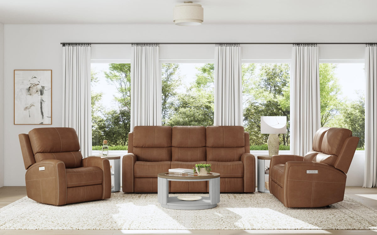 Flexsteel Linden Power Reclining Sofa with Power Headrests & Lumbar