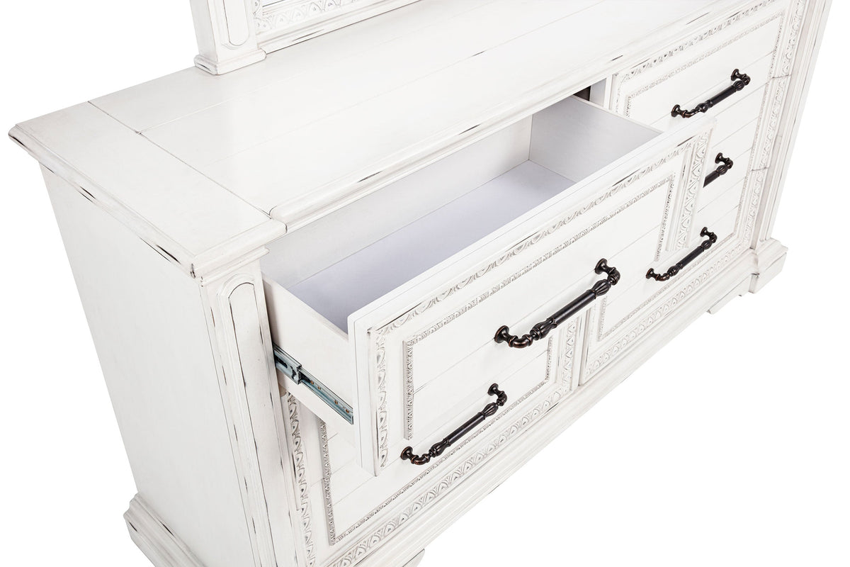 McKinney 6-drawer Bedroom Dresser with Mirror Vintage White