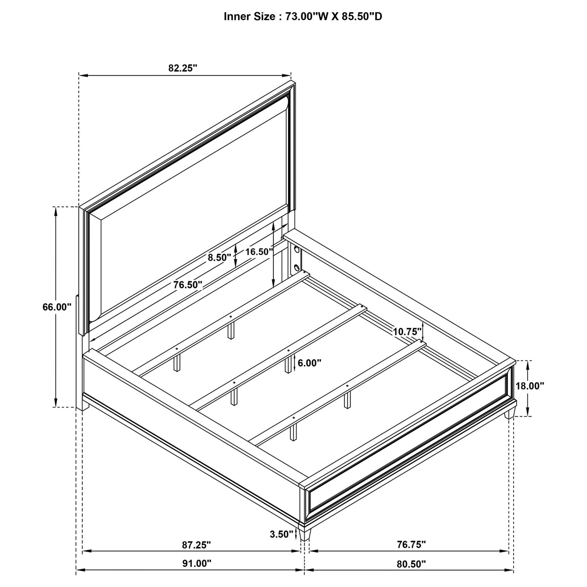 Pembroke 66-inch Panel Bed Washed Oak