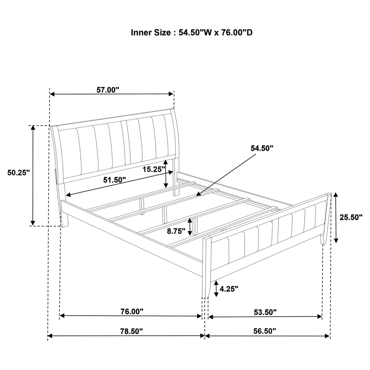 Wilkes 51-inch Upholstered Bed Dark Cocoa