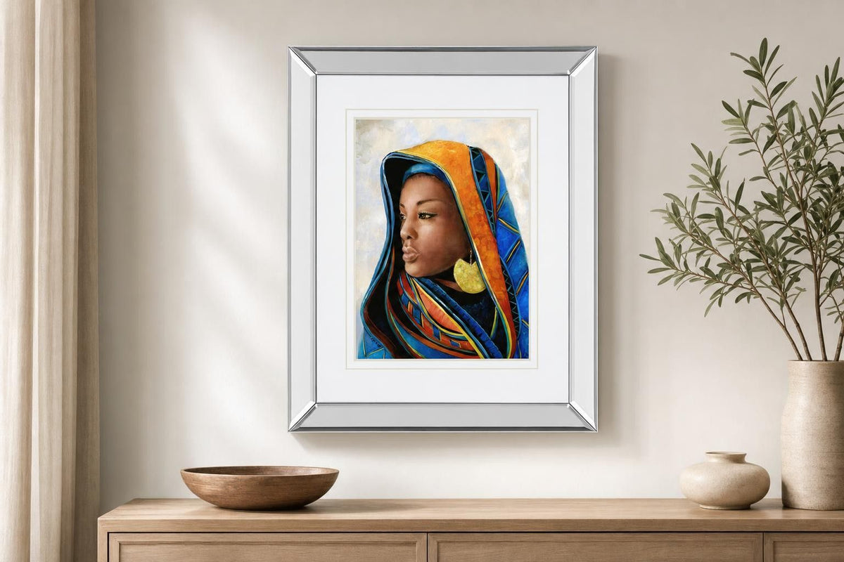 Soulful Beauty II Mirror Framed By Donna Brooks - Blue