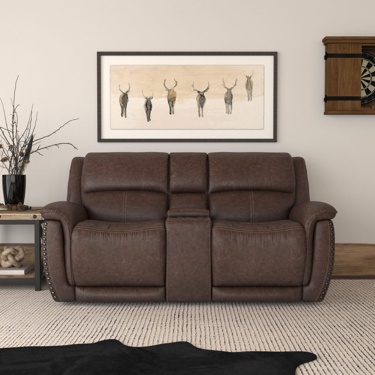 Flexsteel Beau Power Reclining Loveseat with Console & Power Headrests