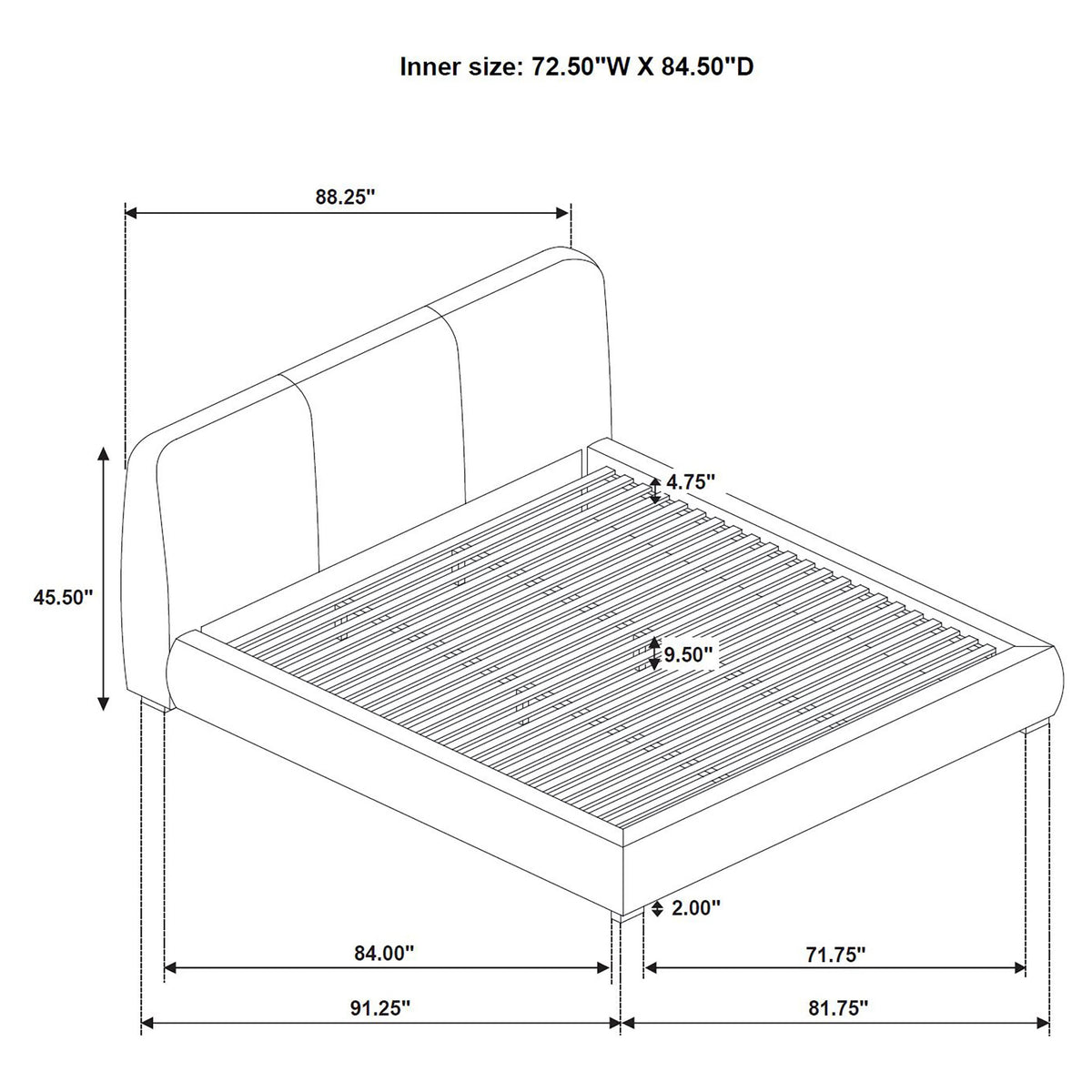 Mokena 46-inch Upholstered Platform Bed