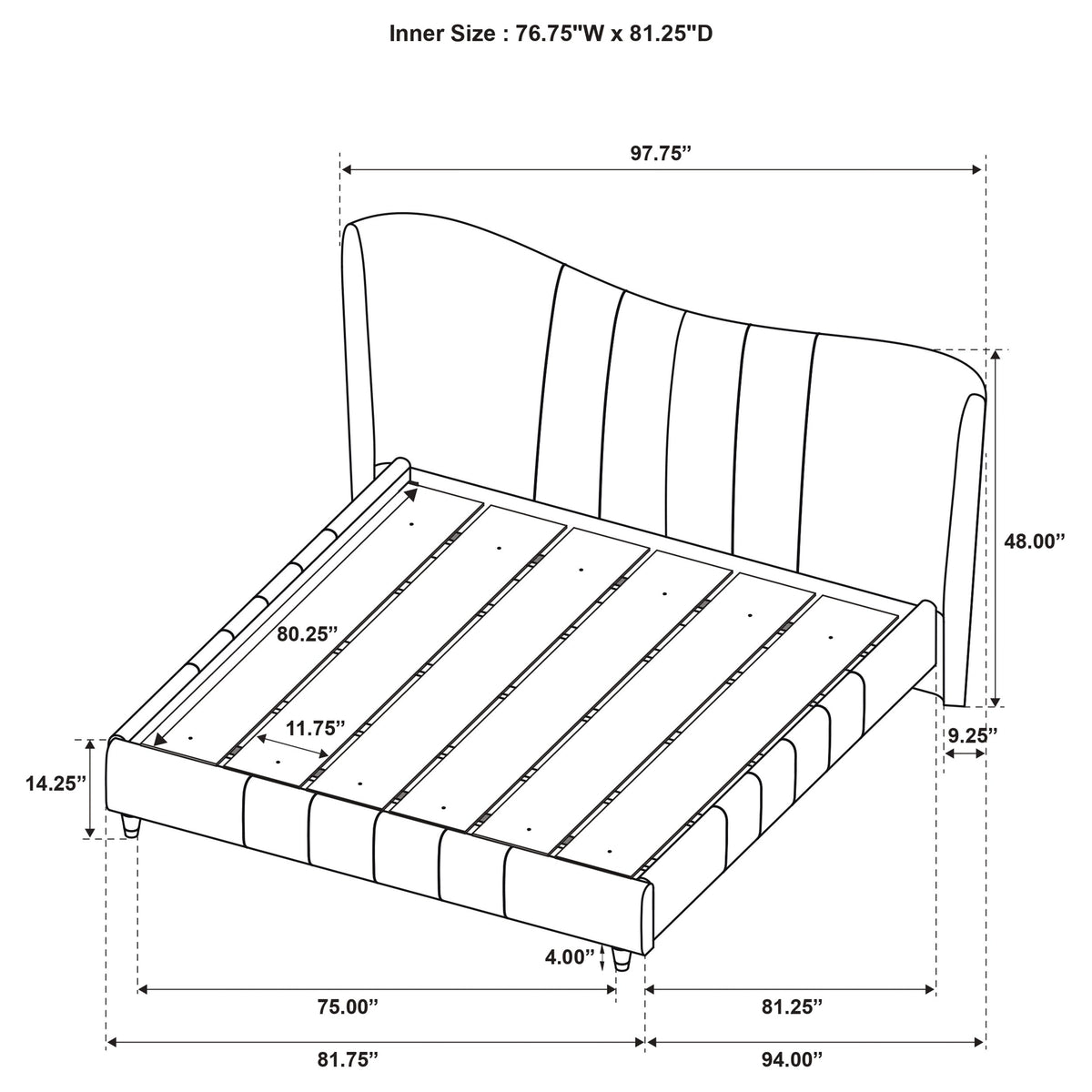 Evelyn Upholstered Panel Platform Bed Ivory