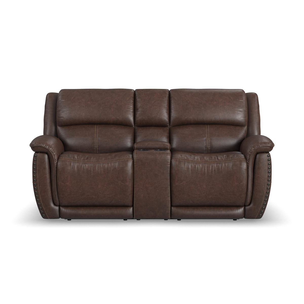 Flexsteel Beau Power Reclining Loveseat with Console & Power Headrests