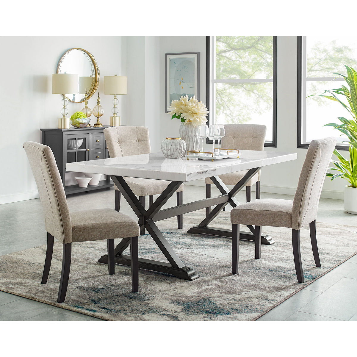 Lexi - 5 Piece Dining Set (Table And Four Chairs) - White