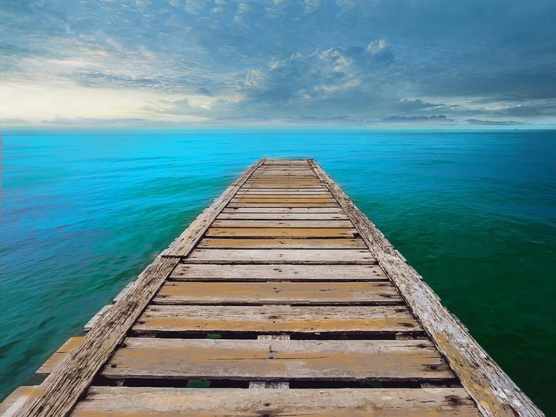 Ocean So Blue By Mike Calascibetta (Framed) - Blue