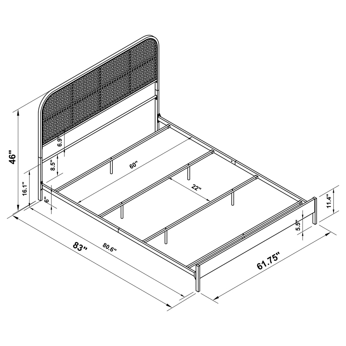 Amherst Radio Weave Rattan Metal Bed