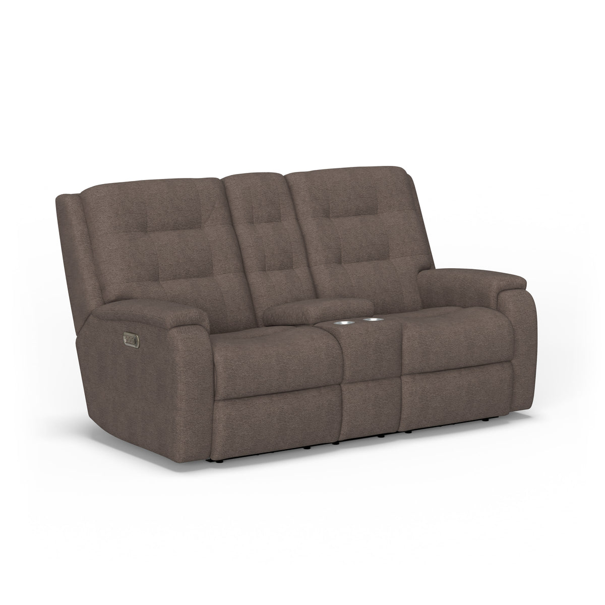 Flexsteel Arlo Power Reclining Loveseat with Console, Power Headrest & Lumbar