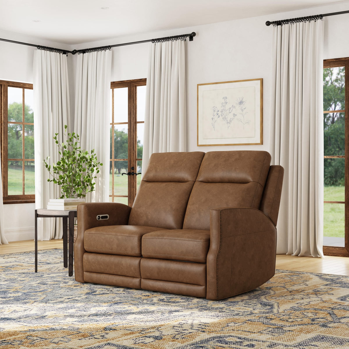 Flexsteel Maxwell Power Reclining Loveseat with Power Headrests and Lumbar