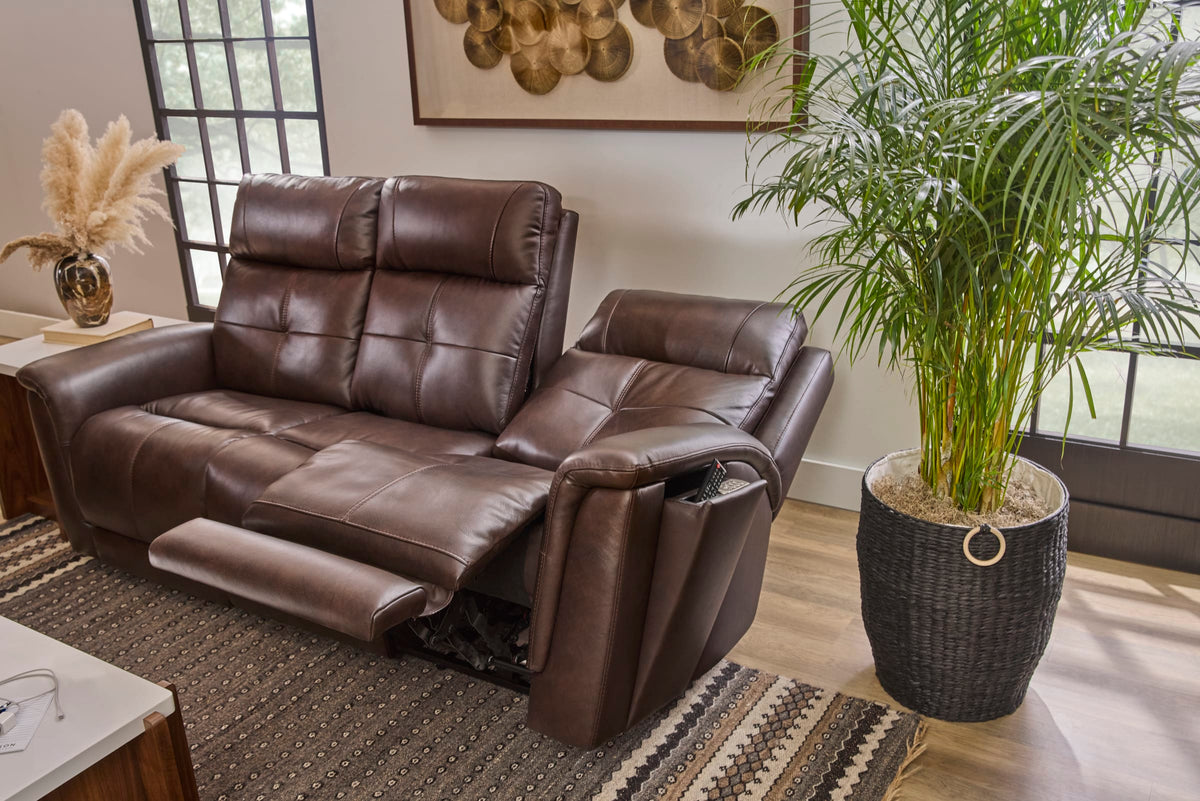 Flexsteel Ranger Power Reclining Sofa with Console, Power Headrest, Lumbar, Heat & Massage