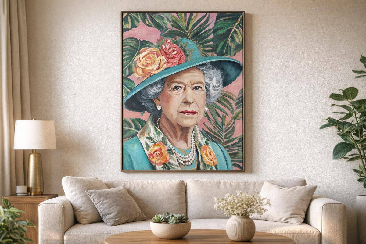 Tropical Icon II Hand-Embellished Canvas In Frame - Pink / Green