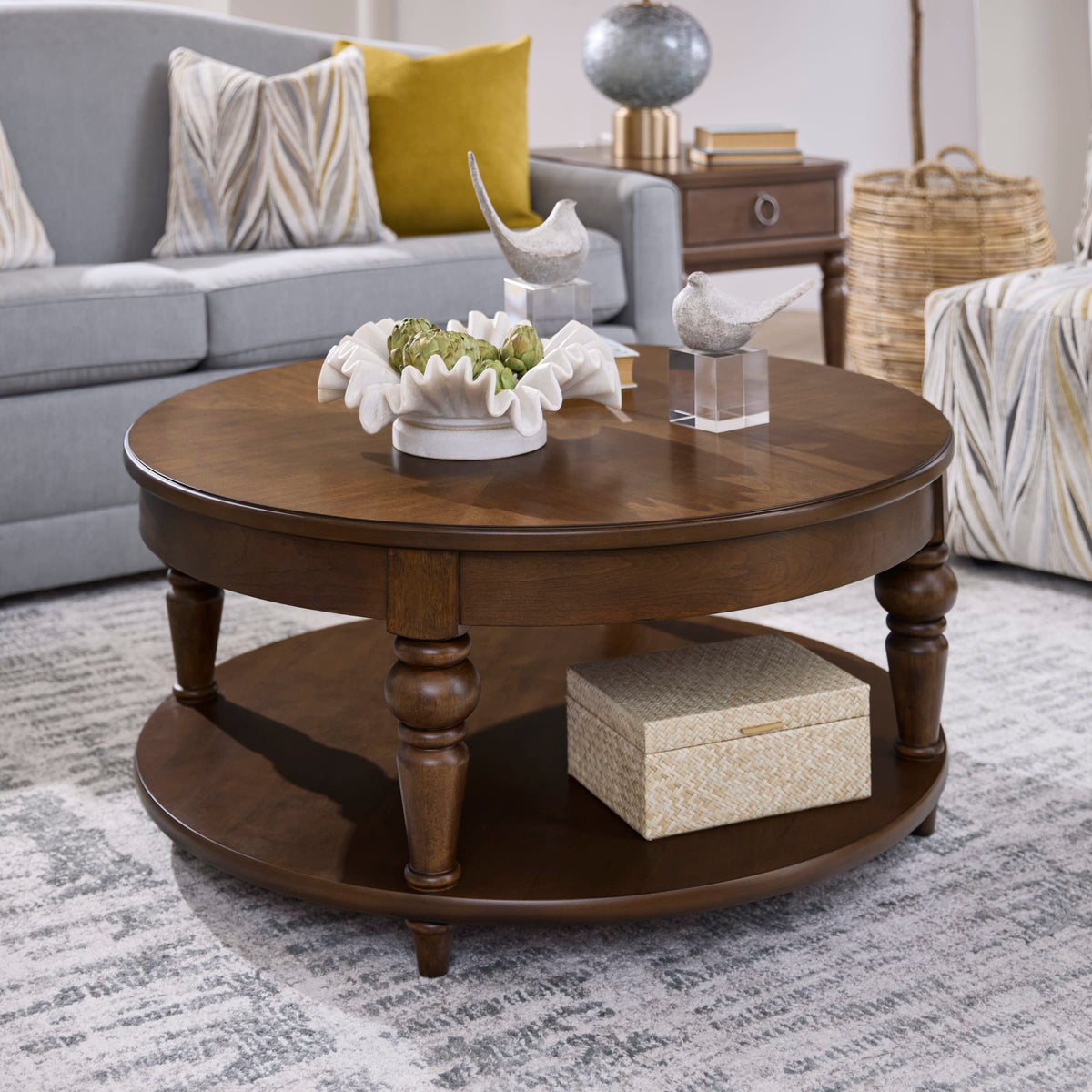 Flexsteel Bellevue Round Coffee Table with Casters