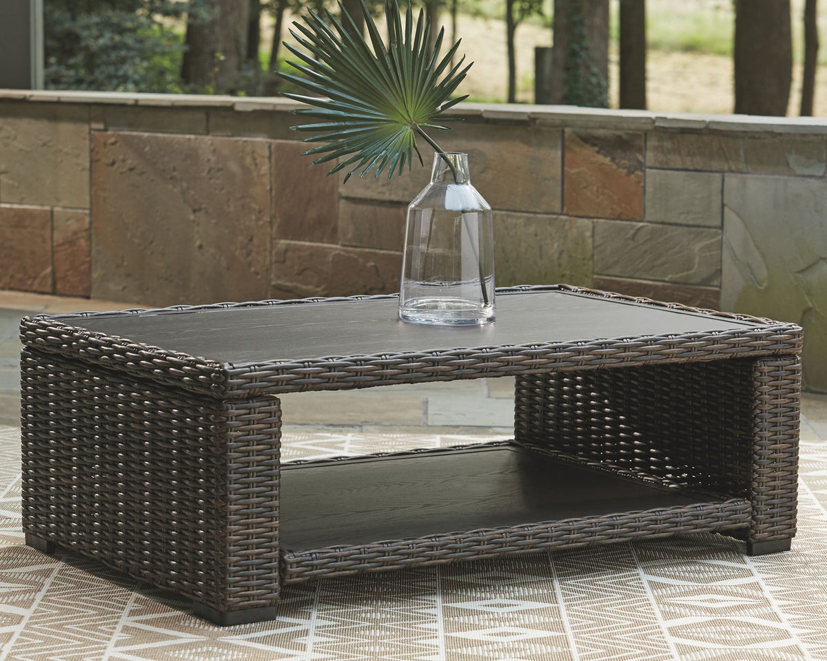 Wicker Patio Cocktail Table – Brown