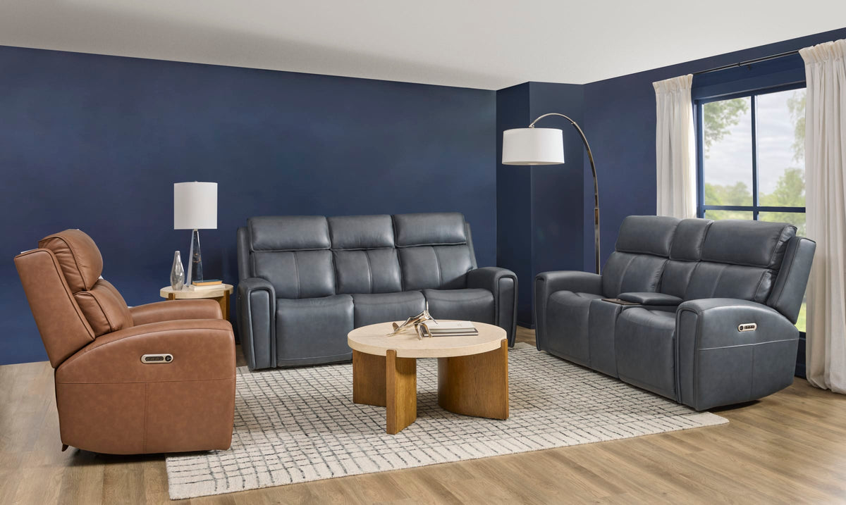 Flexsteel Warren Power Reclining Sofa with Console, Power Headrest & Lumbar