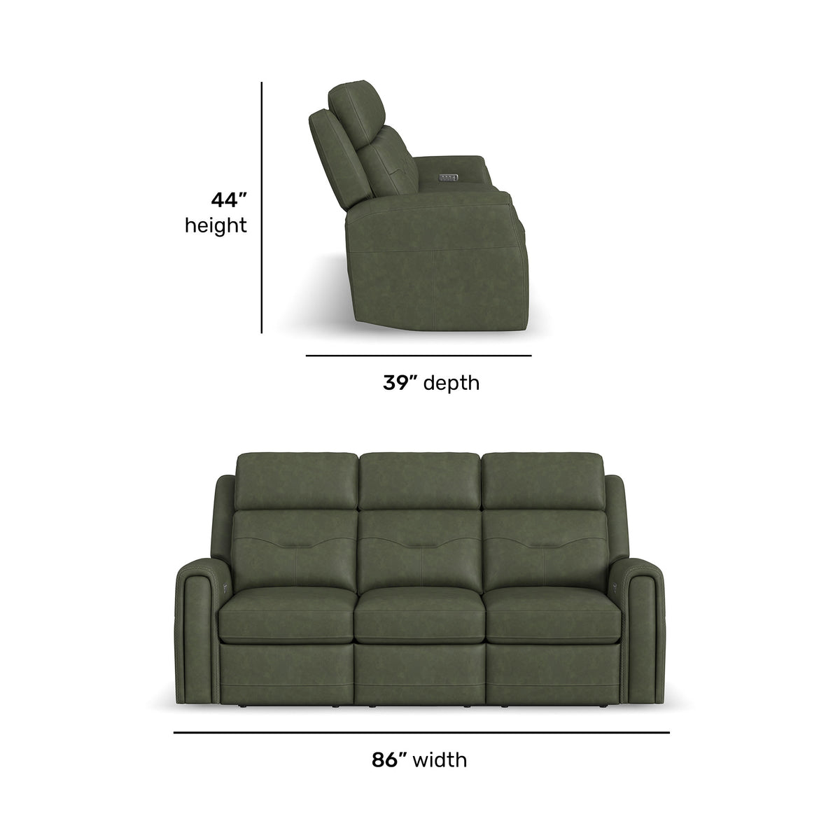 Flexsteel Felix Power Reclining Sofa with Power Headrest, Lumbar, Heat & Massage
