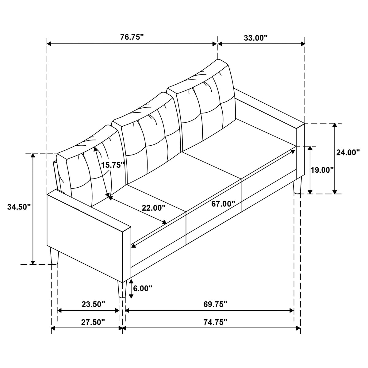 Bowen II Fabric Upholstered Track Arm Sofa