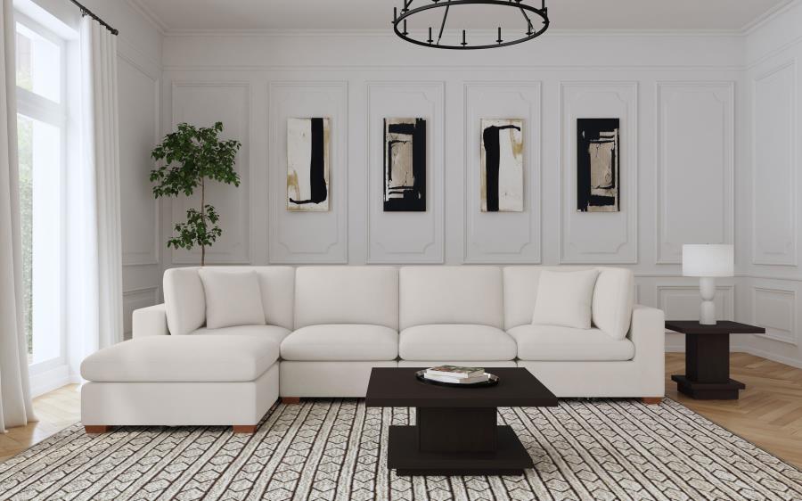 Lakeview Upholstered Modular Sectional Sofa Ivory 2AC 2C 1O (5pc)