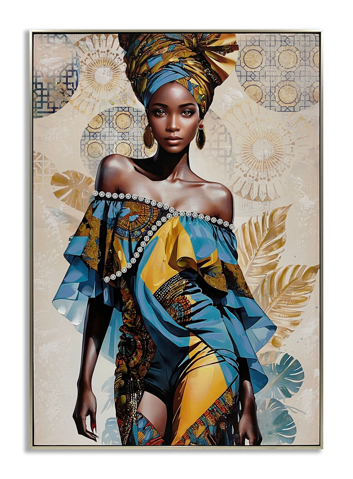Regal Azure Radiance - 28" x 40" Framed Wall Art - Blue