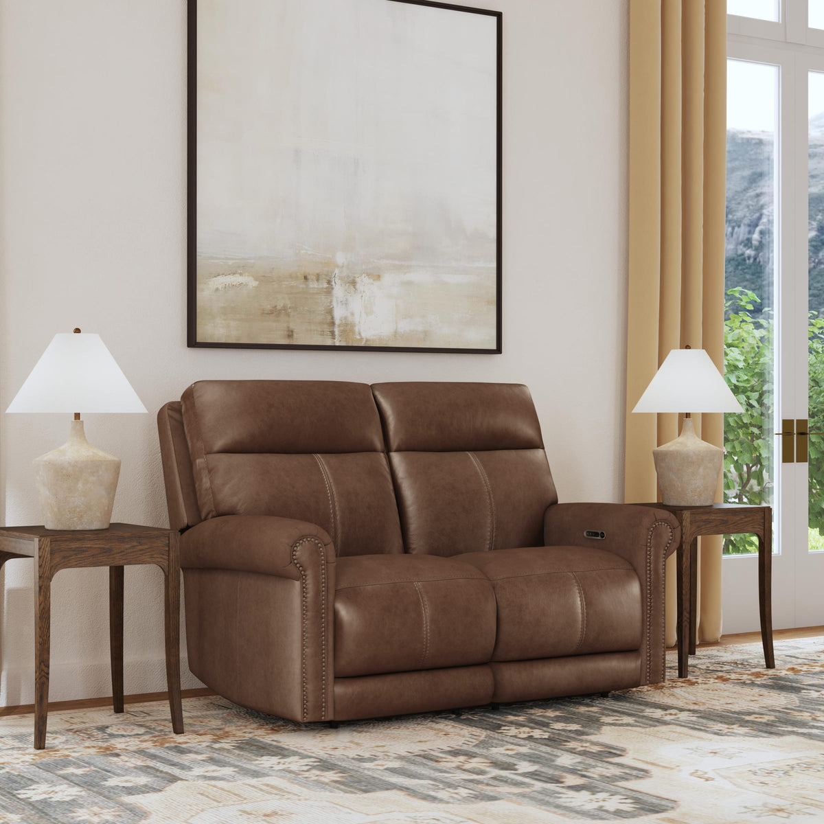 Flexsteel Alexander Power Reclining Loveseat with Power Headrest & Lumbar