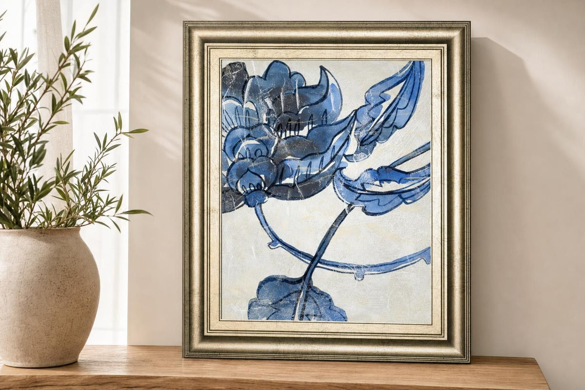 22x26 Vintage Porcelain IV By Chariklia Zarris - Blue