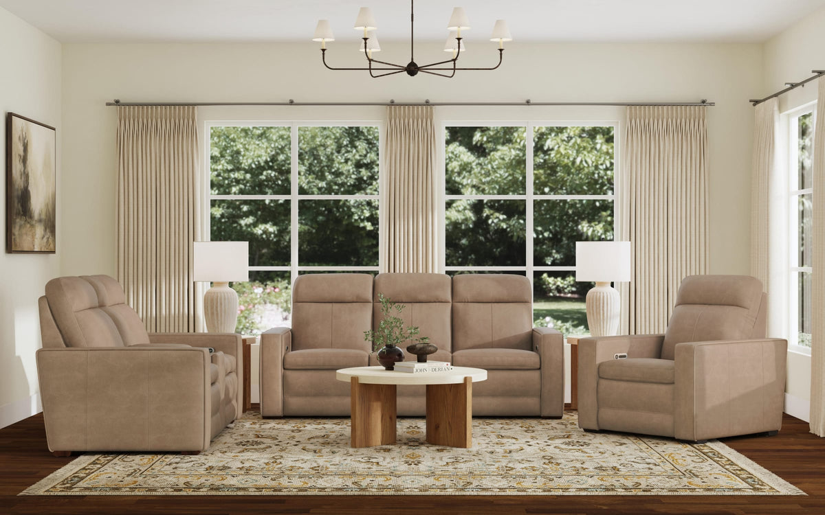 Flexsteel Dutch Power Reclining Sofa with Console, Power Headrest, & Lumbar