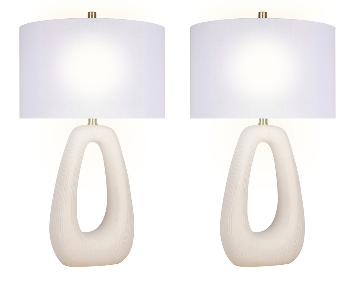 "Serenity Loop" Ceramic Table Lamp (Set of 2) - Textured White