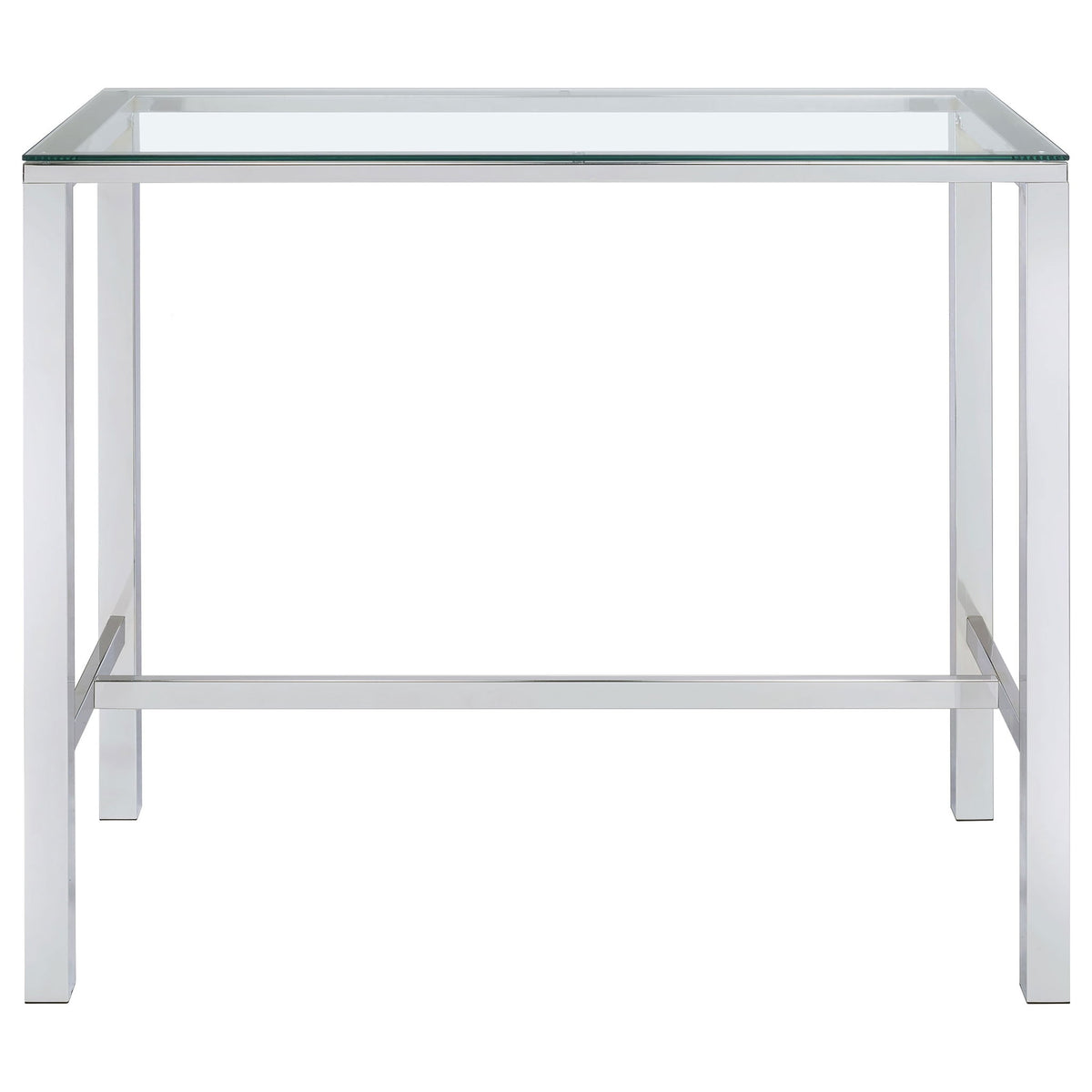 Tolbert Rectangular 47-inch Glass Top Pub Bar Table Chrome