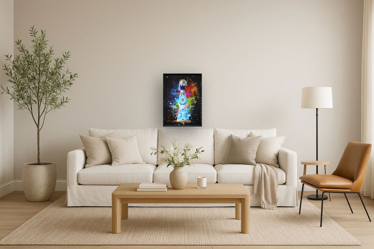Electric Splash Spirit - 21" x 29" Framed Wall Art - Blue