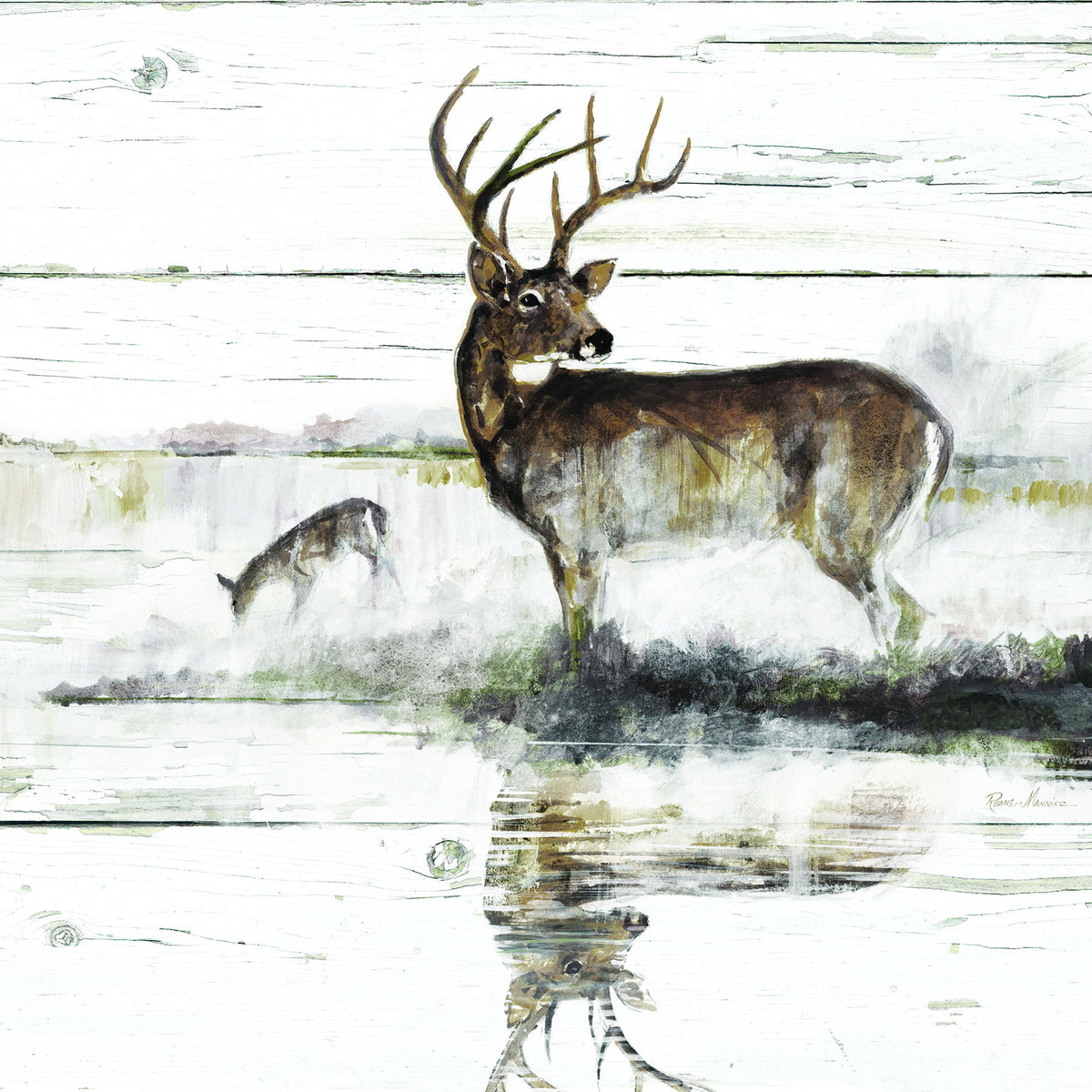 Small - Rustic Misty Deer By Ruane Manning - Silver