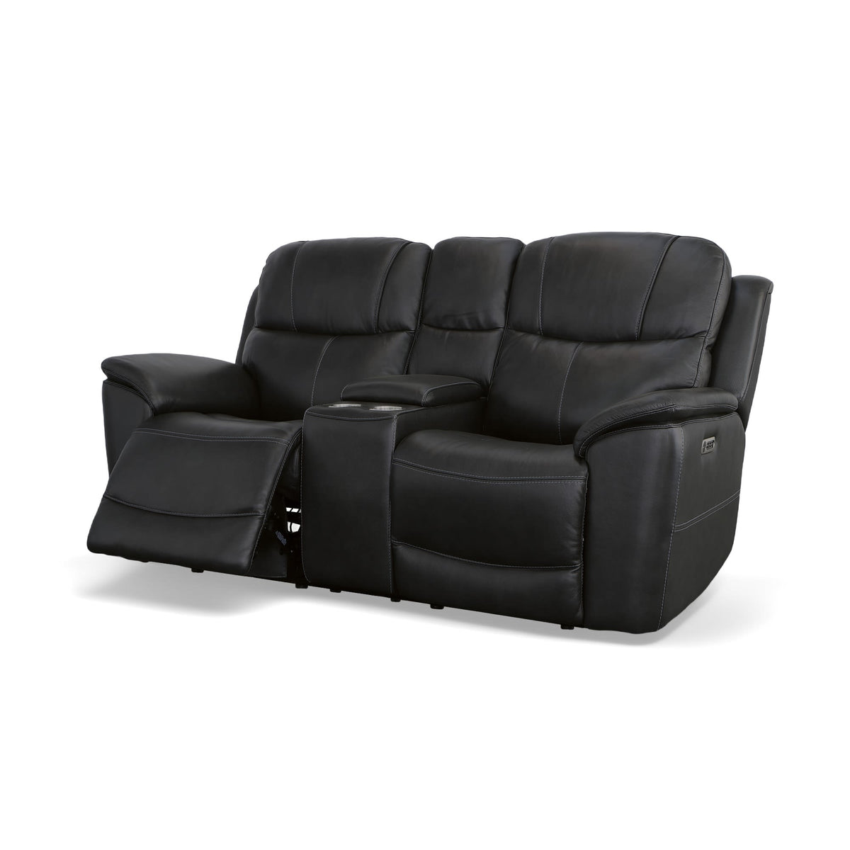 Flexsteel Crew Power Reclining Loveseat with Console, Power Headrests & Lumbar