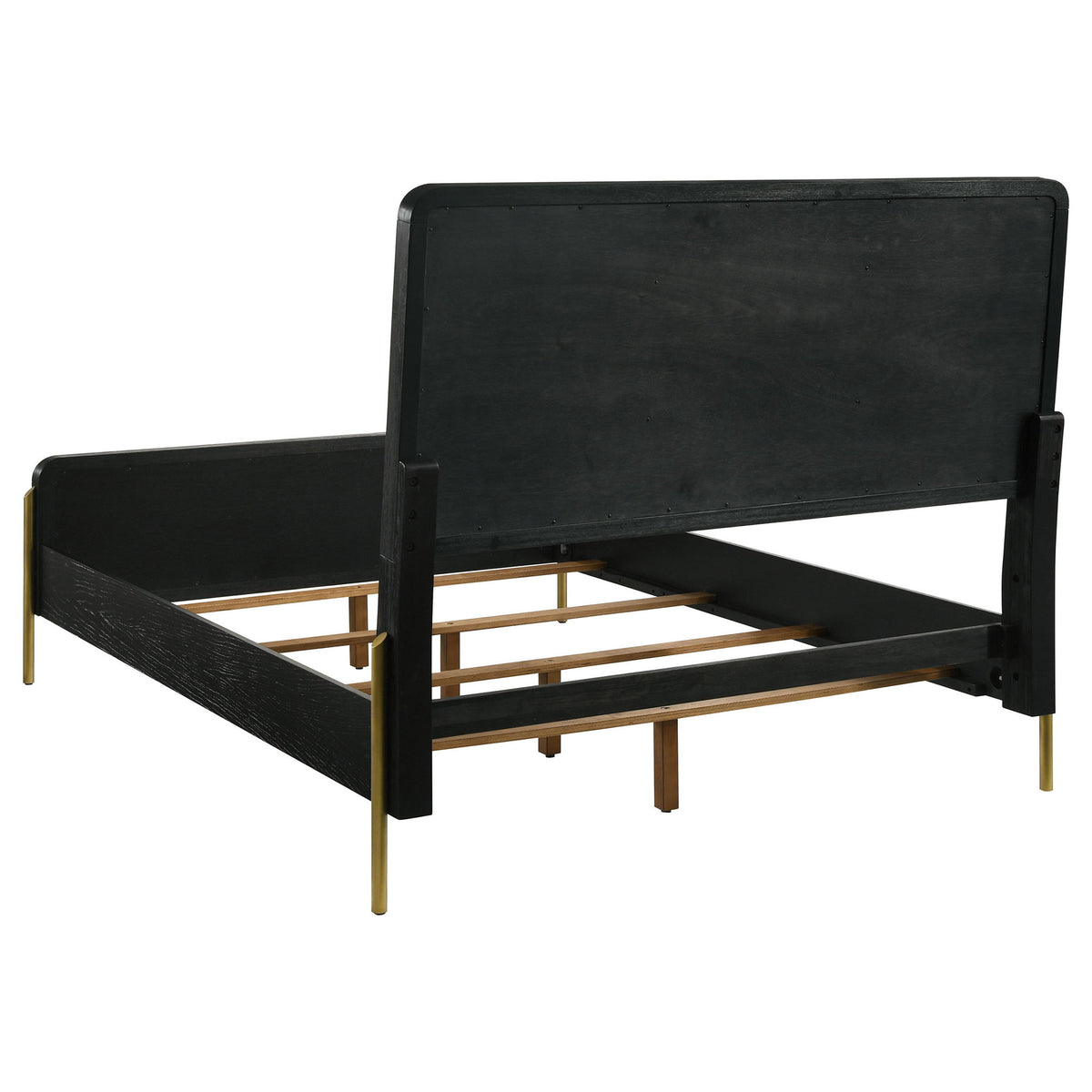 Arini Rattan California King Panel Bed Black and Natural