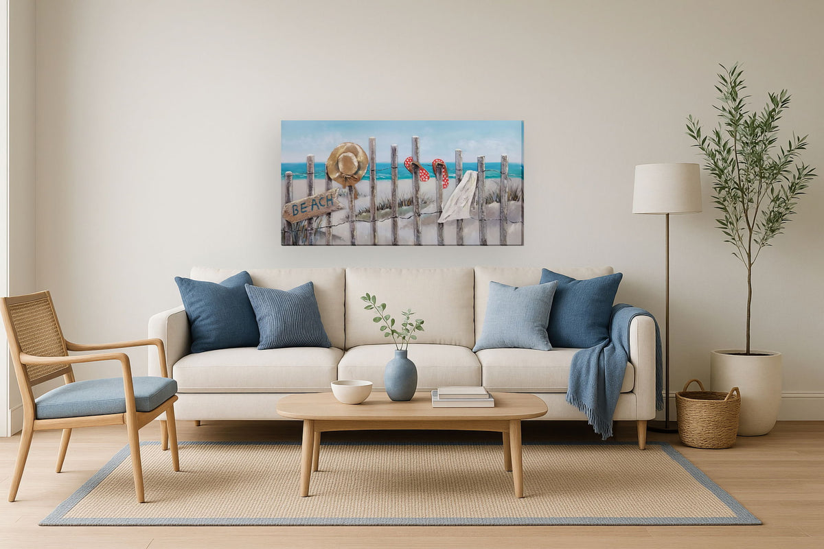 Shoreline Retreat - 28" x 55" Framed Wall Art - Blue