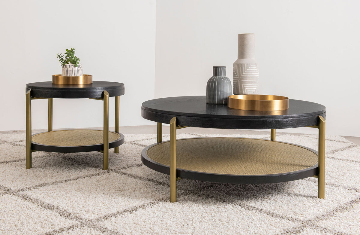 Arini Round End Side Table With Storage Shelf