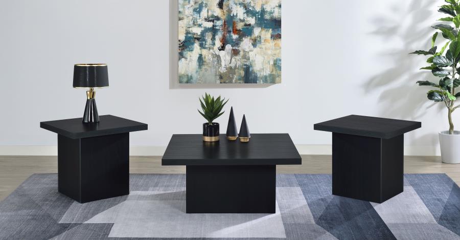 Devar Square Coffee and End Table Set Black 3-piece