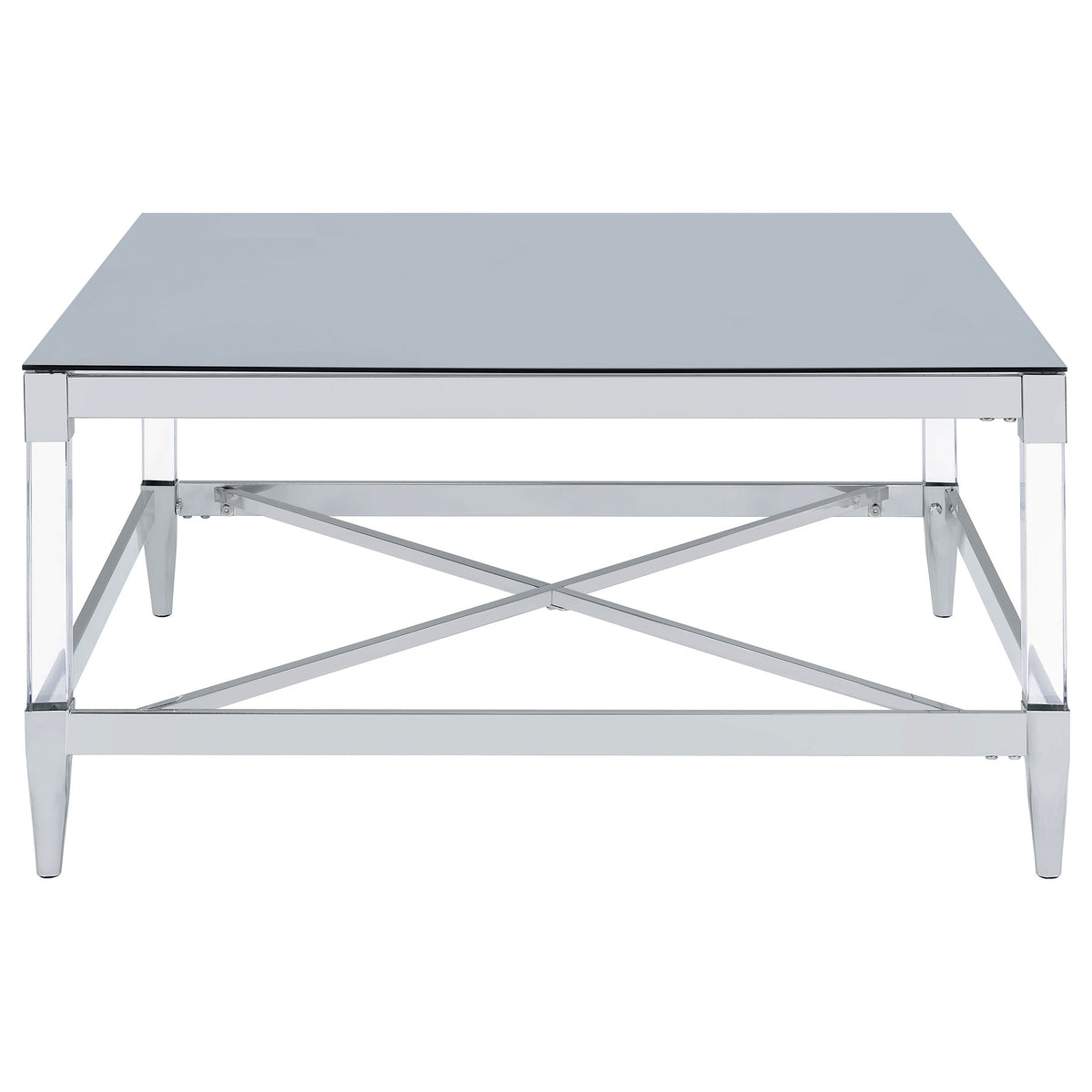 Lindley Square Tempered Mirror Acrylic Coffee Table Chrome