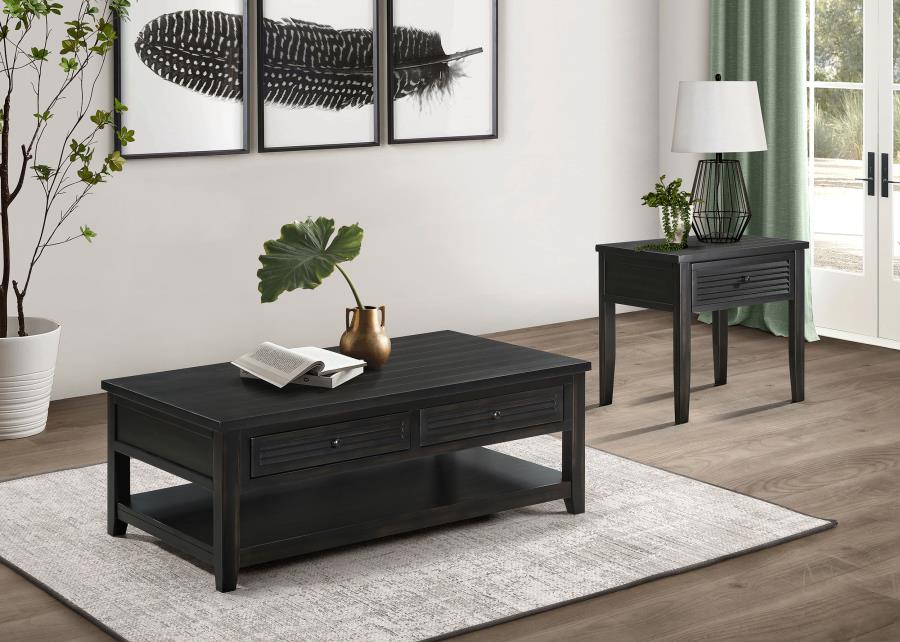 Concord Coffee and End Table Set Distressed Java 2-piece
