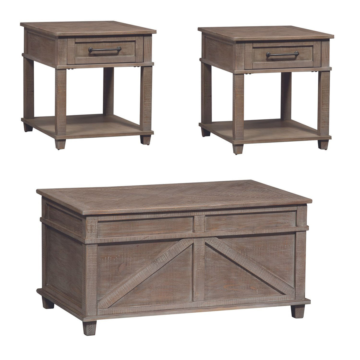 Parkland Falls - 3 Piece Table Set - Weathered Taupe