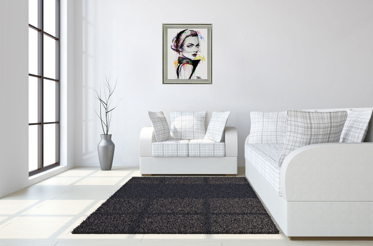 Veil Reverie - 28" x 34" Framed Wall Art - White