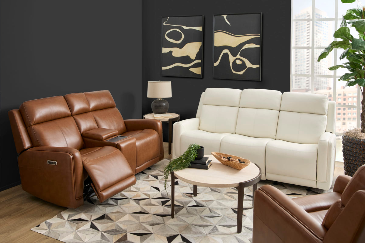 Flexsteel Alister Power Gliding Loveseat with Console, Power Headrests & Lumbar
