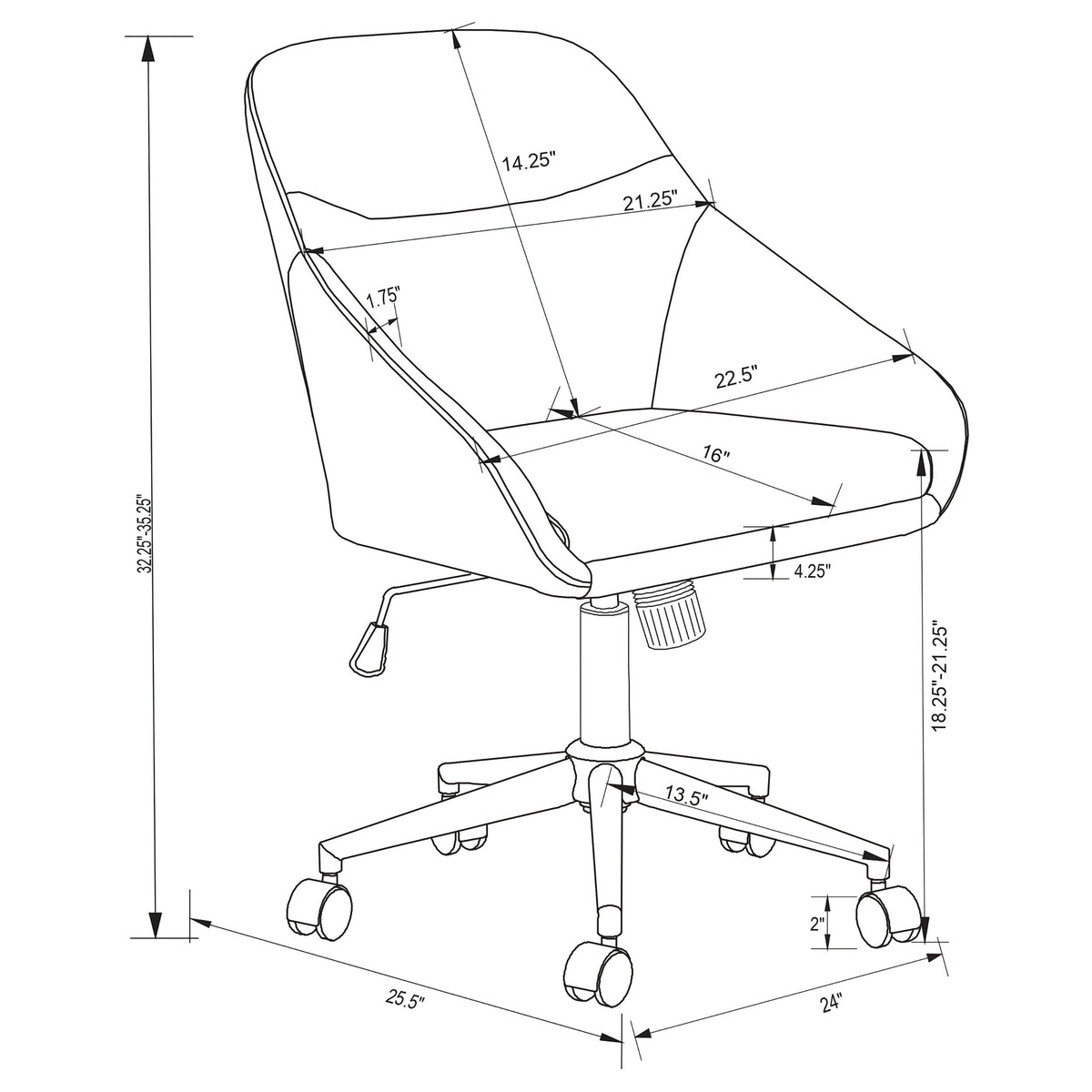 Jackman Upholstered Adjustable Home Office Desk Chair