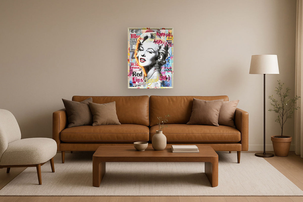 Neon Glamour Muse - 25" x 33" Framed Wall Art - Red