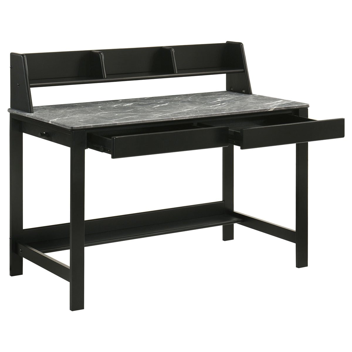 Besler 47-inch SmartTop Writing Desk with Shelf Grey Stone and Black