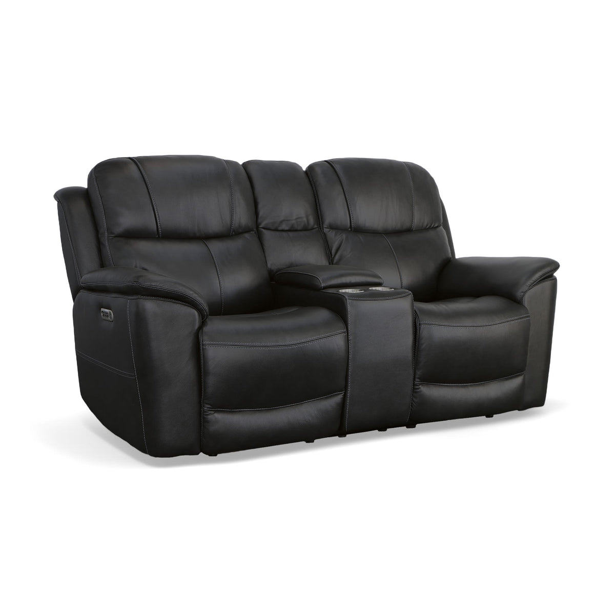 Flexsteel Crew Power Reclining Loveseat with Console, Power Headrests & Lumbar
